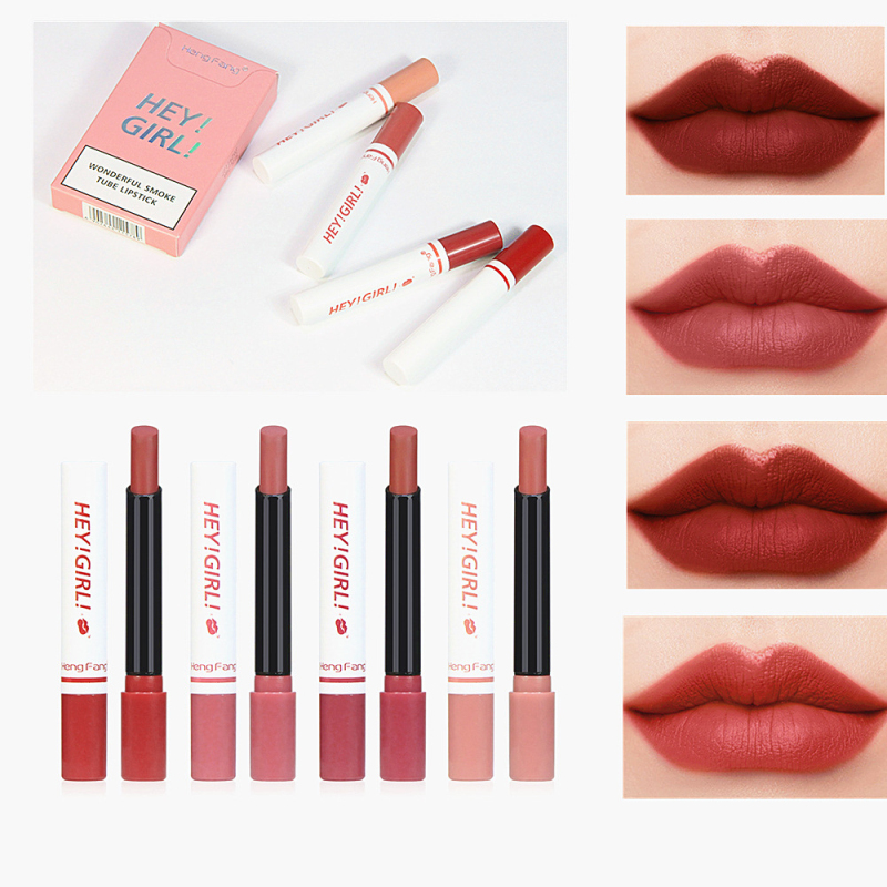 4Pcs Creative Cigarette Lipstick Set 4 Colors Matte Lipstick Tube Long